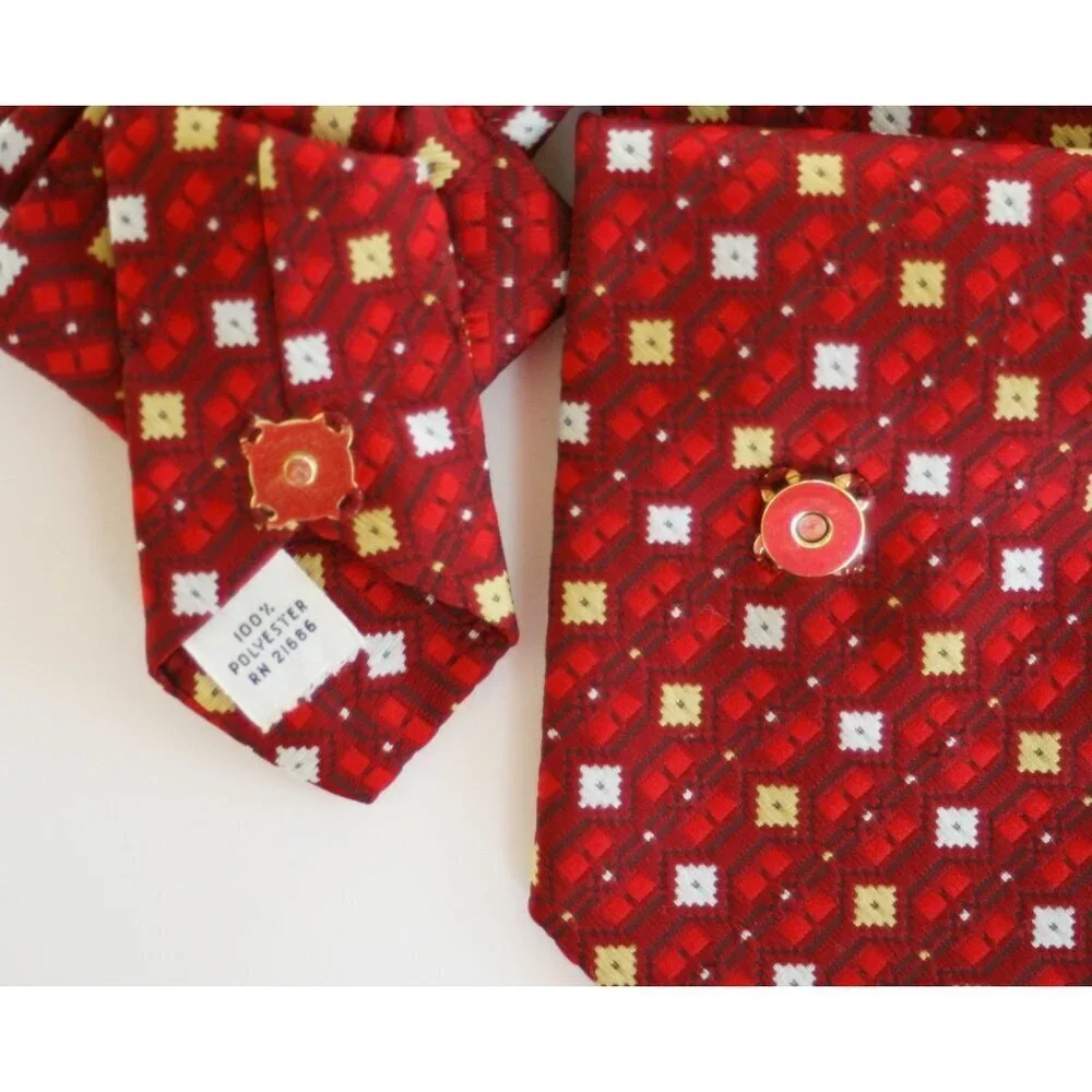 Men's Red Ascot Tie - Ascot Made From Men's Necktie - Vintage Ascot